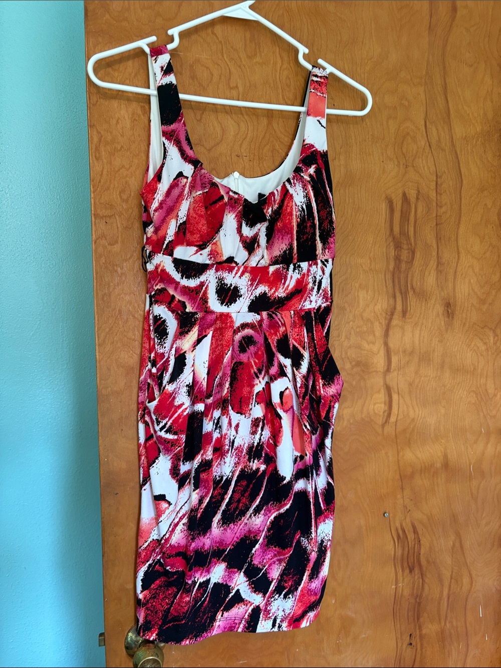 Bisou Bisou Pink & Red Abstract Print Mini Dress